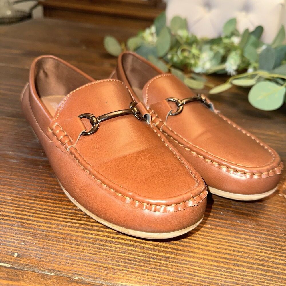 Boys Steve Madden Brown Leather Loafer Driving Shoe Slip-On Casual Size 3